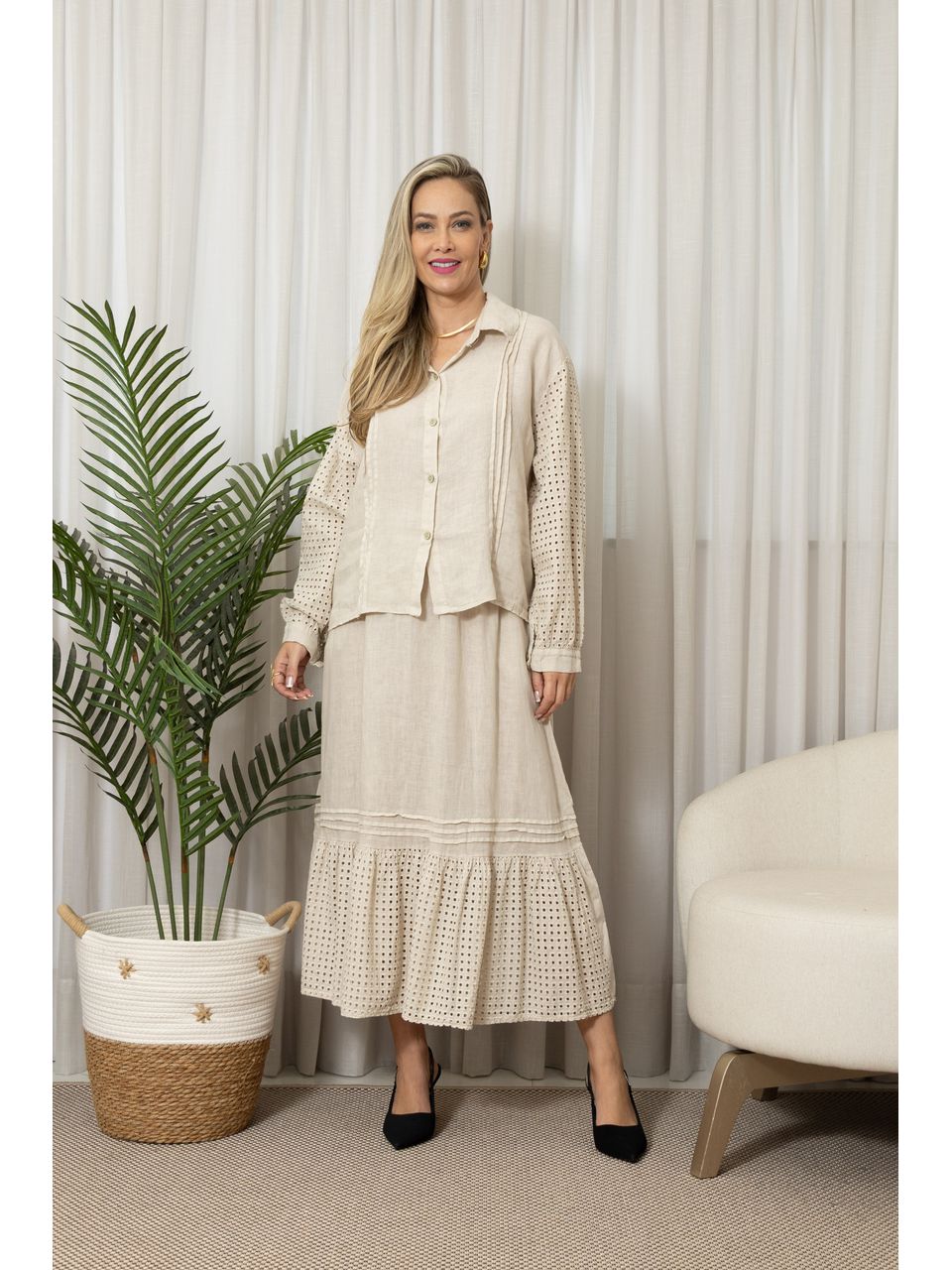 CAMISA TAISA CJ BEGE