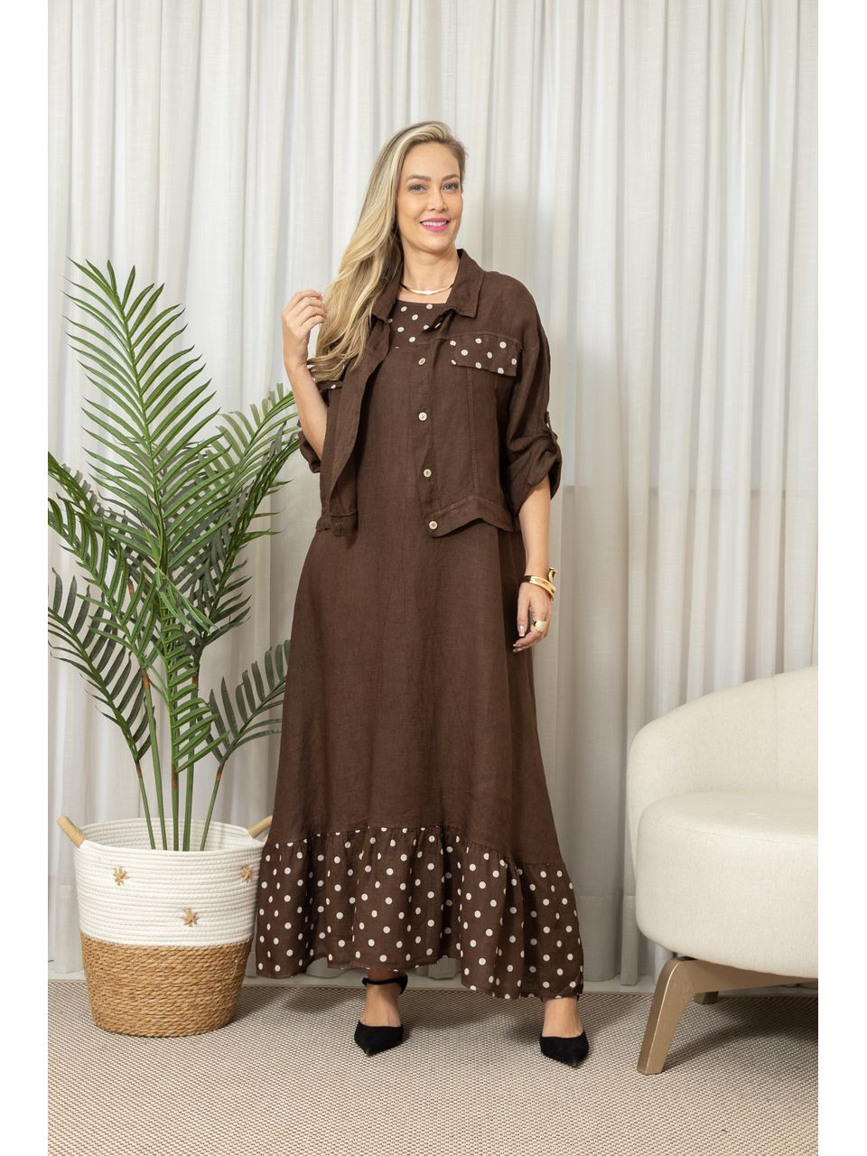 VESTIDO TAMIRES MARROM