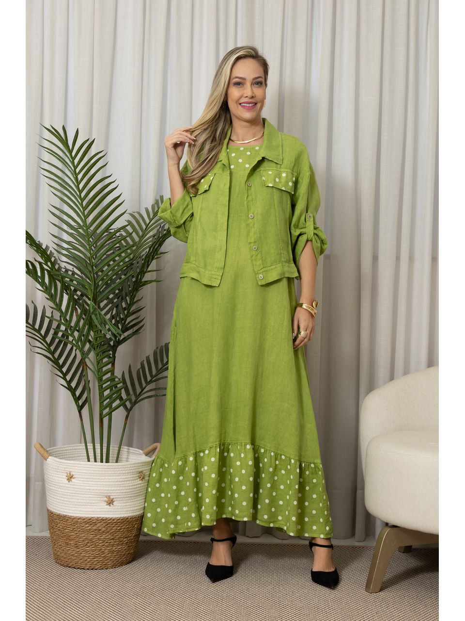 VESTIDO TAMIRES PISTACHE