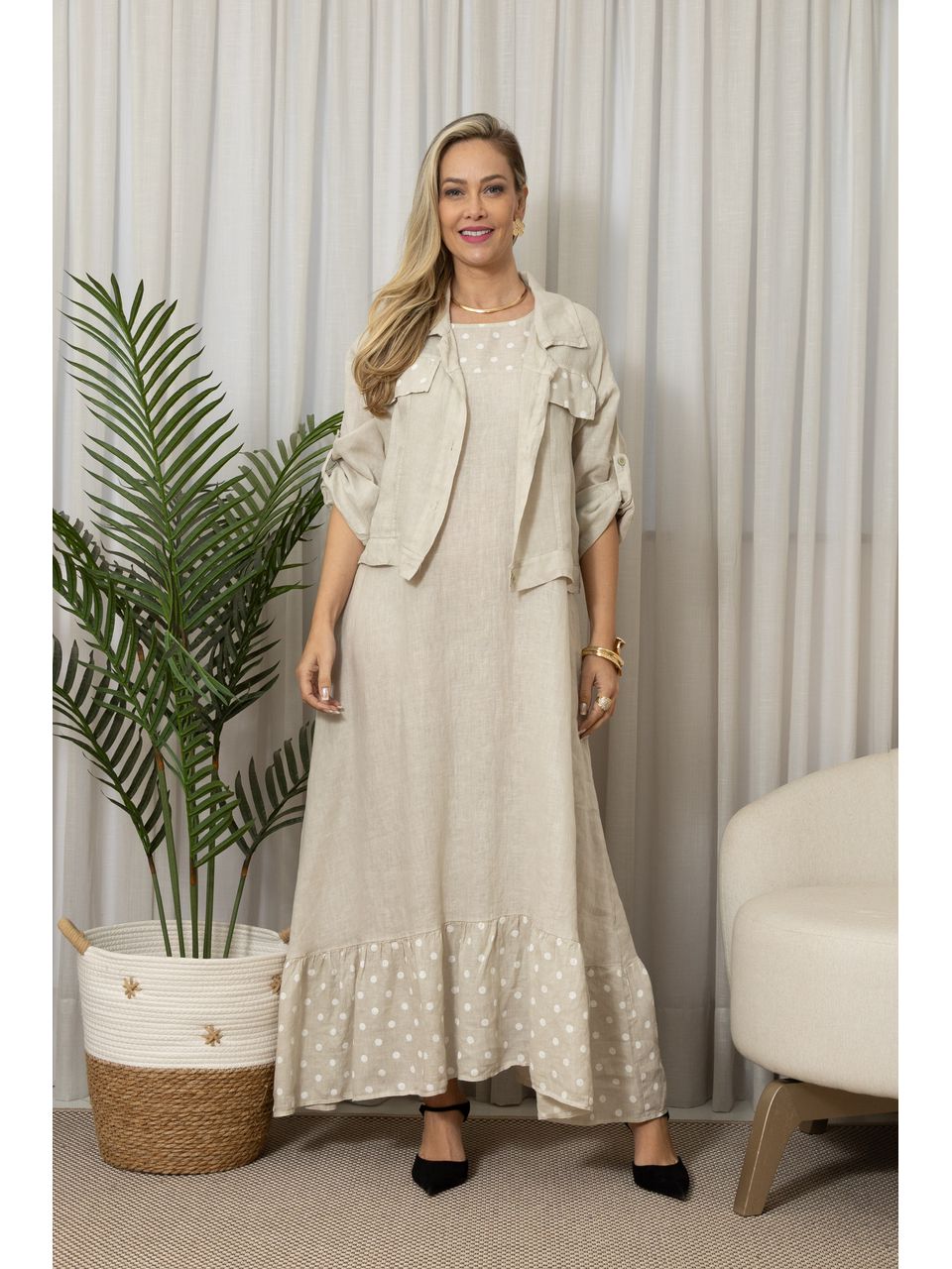 VESTIDO TAMIRES BEGE