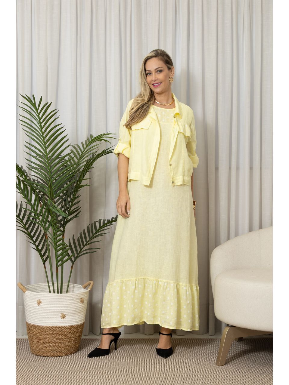 VESTIDO TAMIRES MANTEIGA