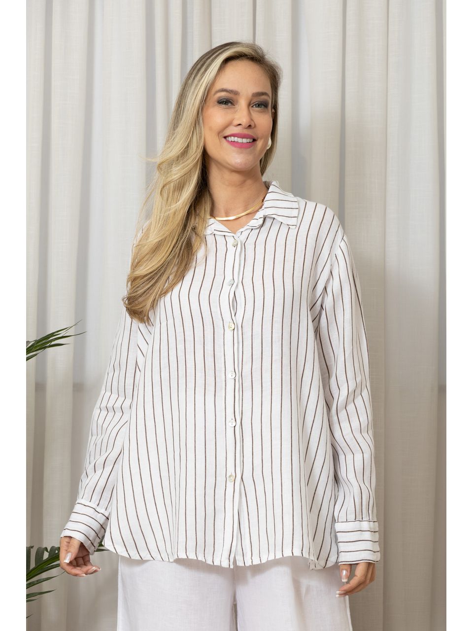 CAMISA OLIMPIA BRANCO/MARROM