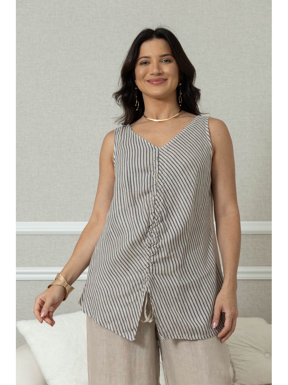 Regata Alma Linho BEGE ESCURO