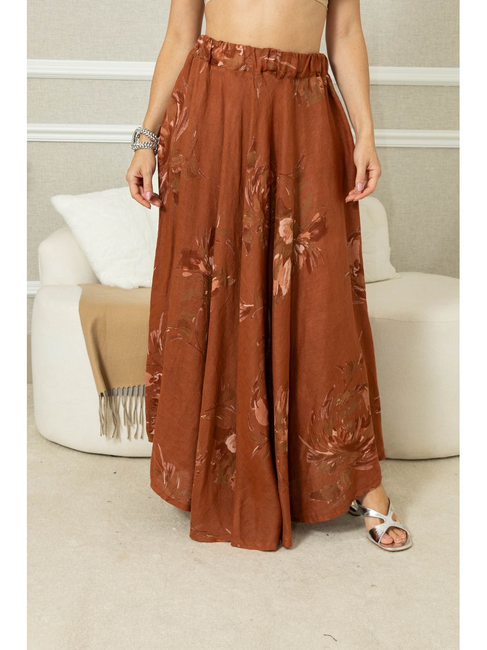 Saia Stella Linho TERRA COTA 