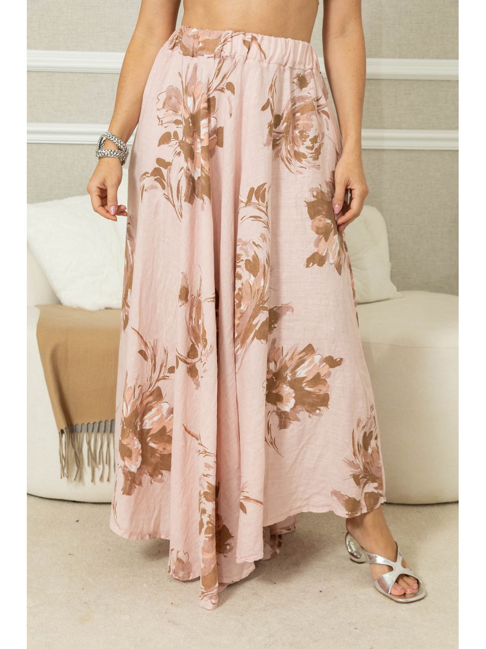 Saia Stella Linho ROSA BEBÊ