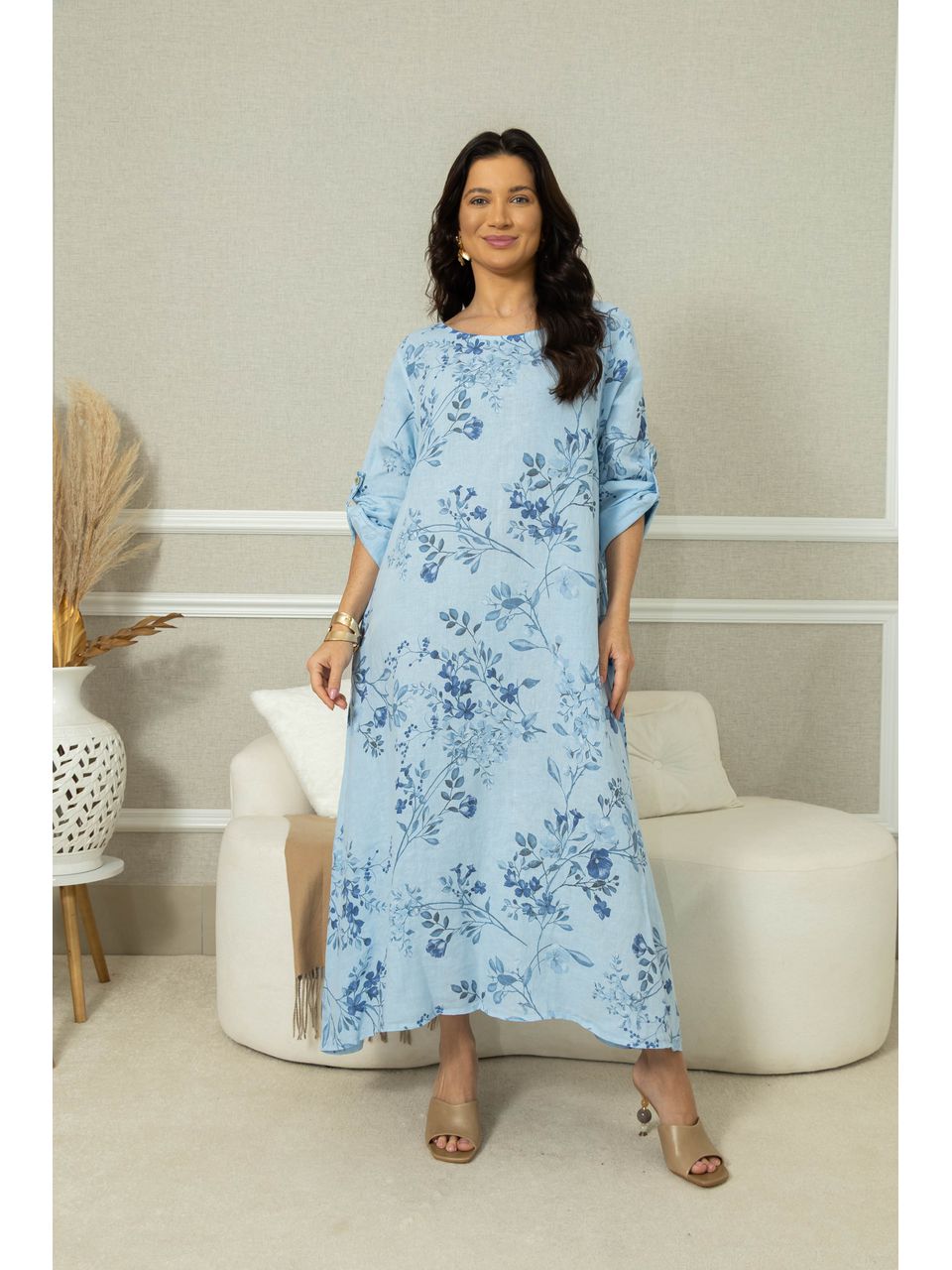 Tunica Kira Linho AZUL BEBE