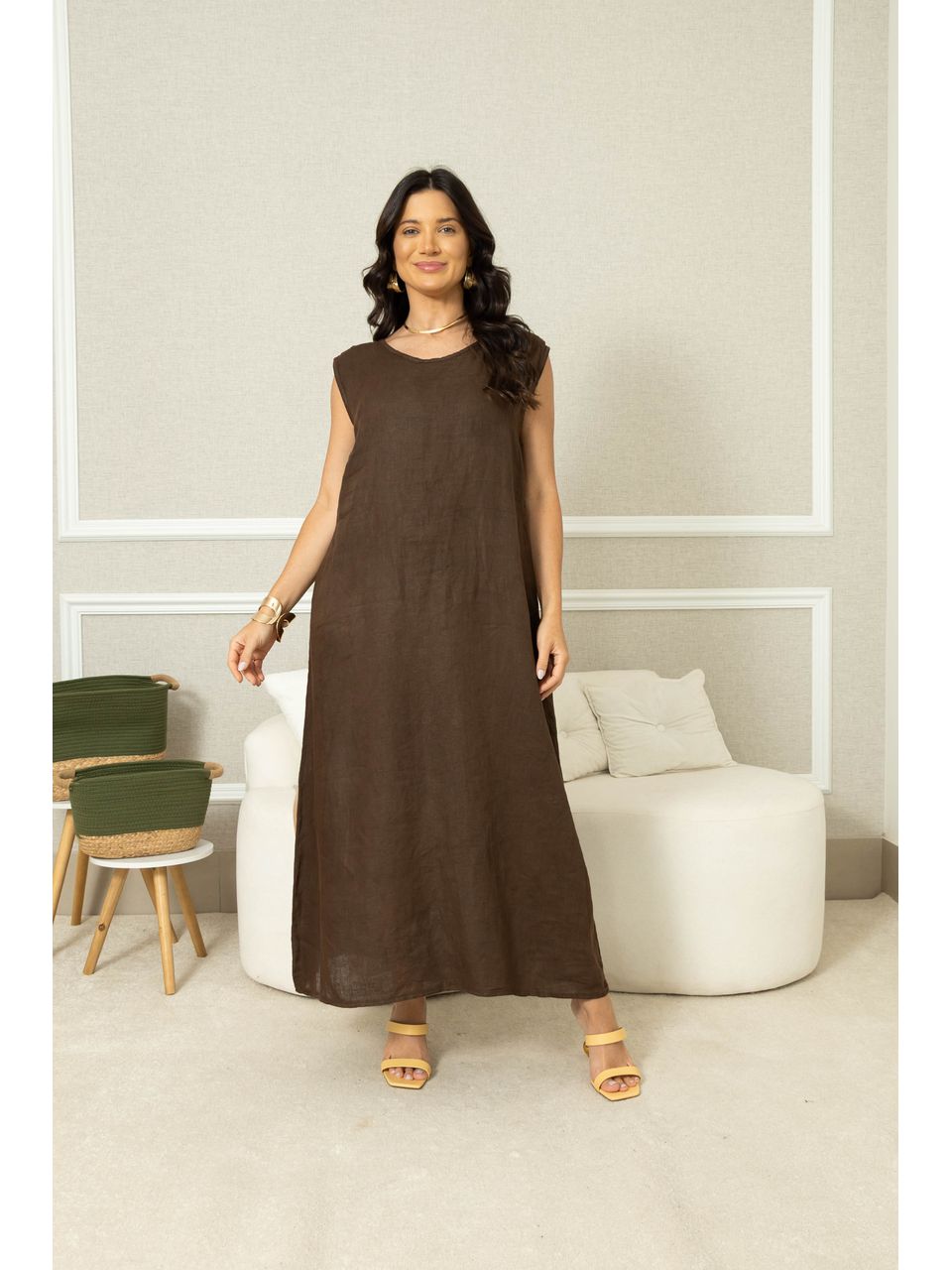 VESTIDO BOLONHA MARROM