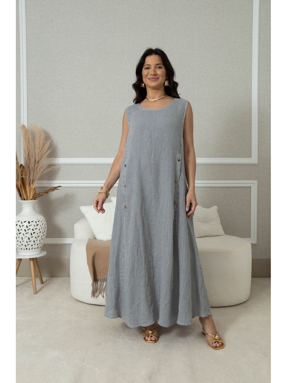 Vestido Leticia Linho BEGE