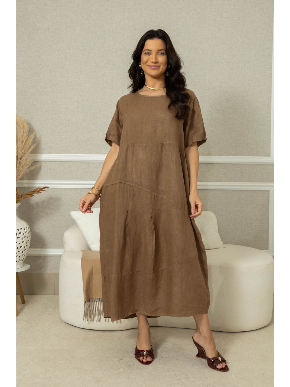 VESTIDO MABEL MARROM