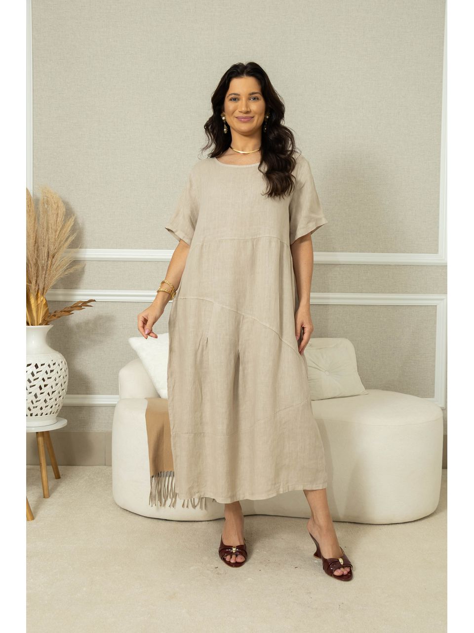 VESTIDO MABEL BEGE ESCURO