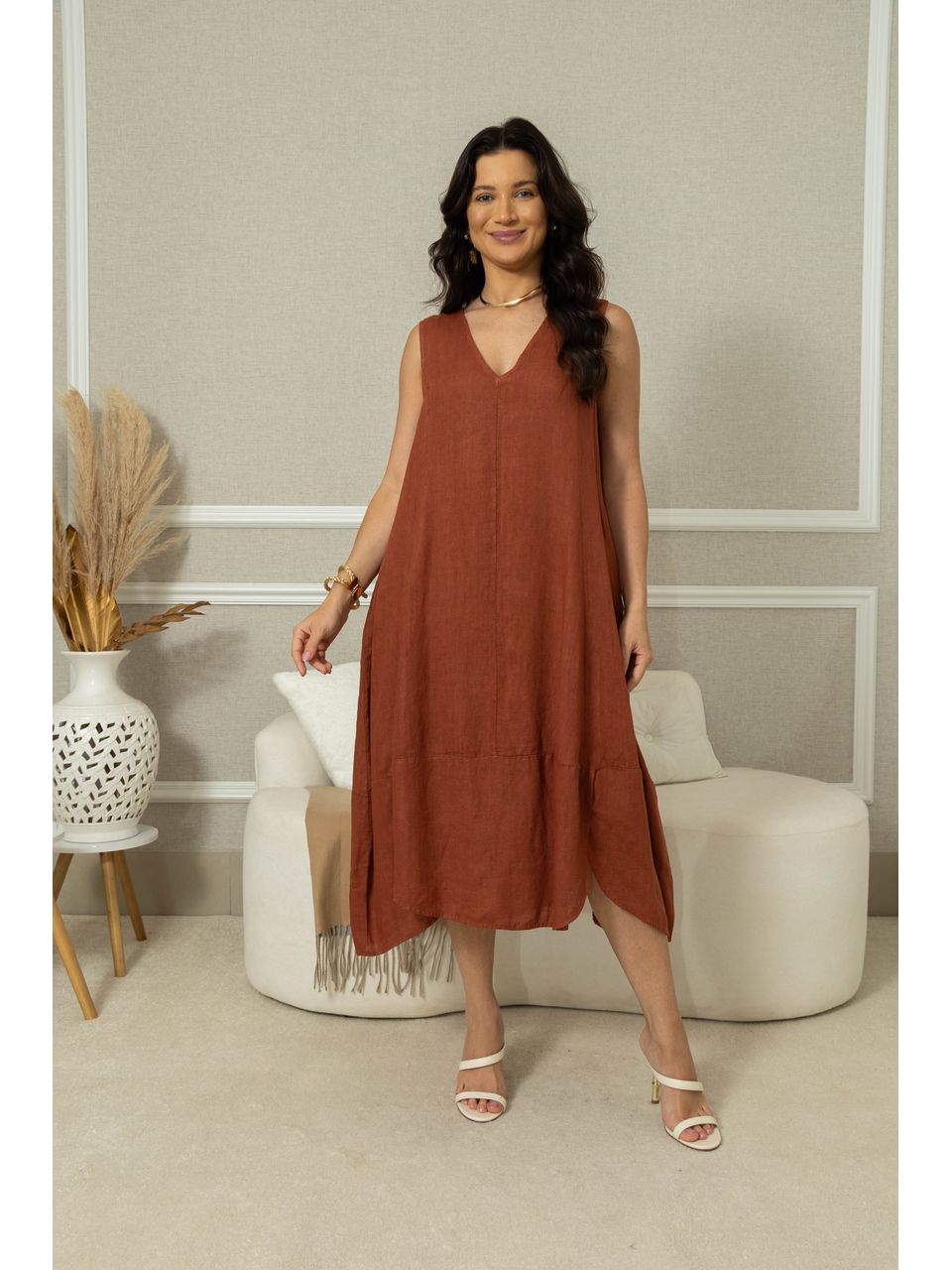 VESTIDO OPHELIA TELHA