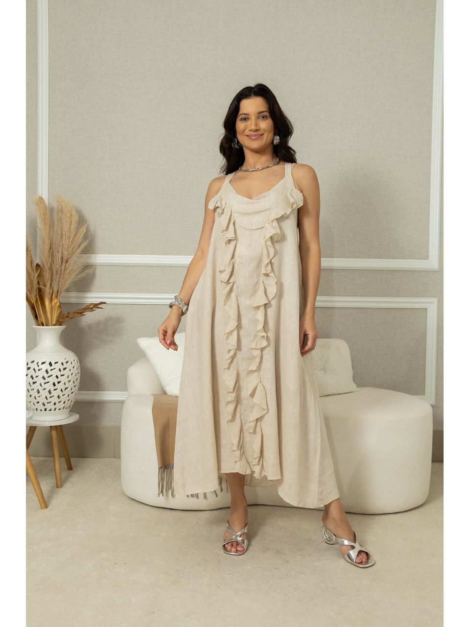 Vestido Ruth Linho BEGE