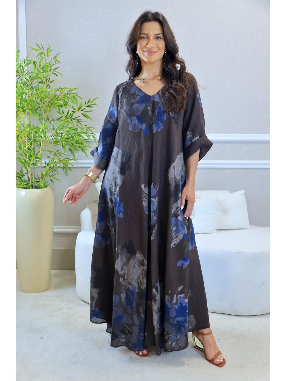 VESTIDO ORIANA MARROM