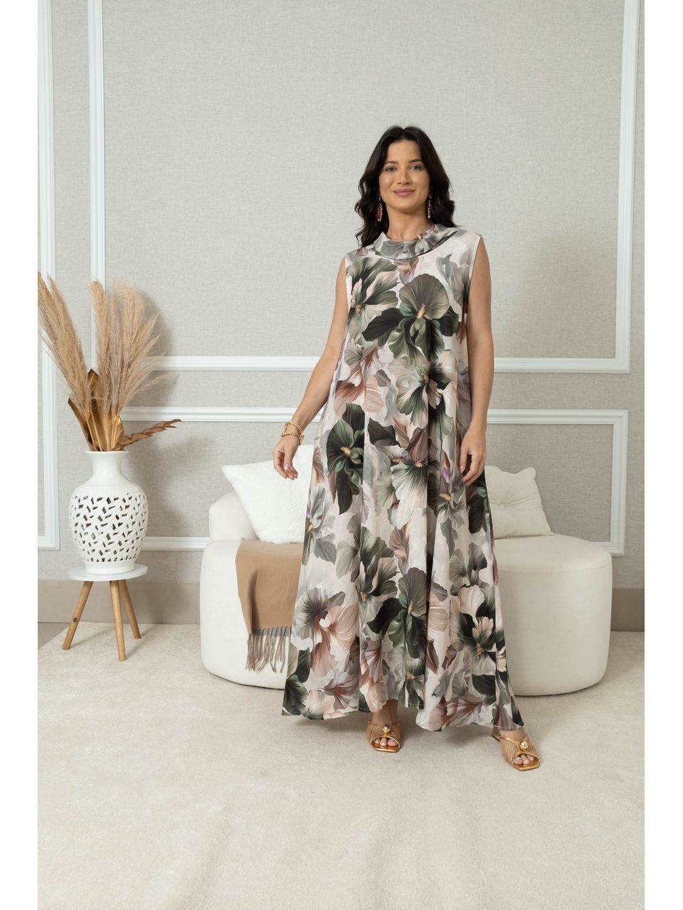 Vestido Amélia Linho MILITAR