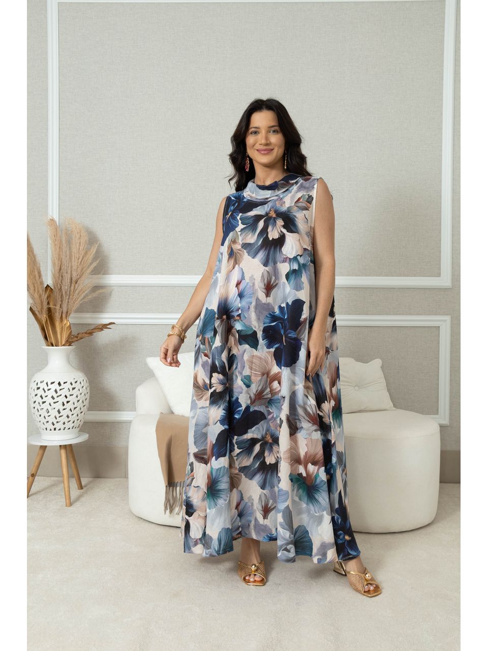 Vestido Amélia Linho AZUL BIC