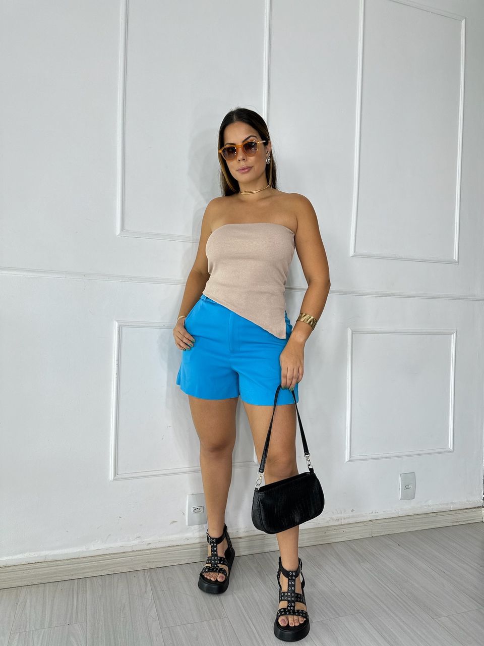 Short Alfaiataria Lorena Azul - Loja Benditta