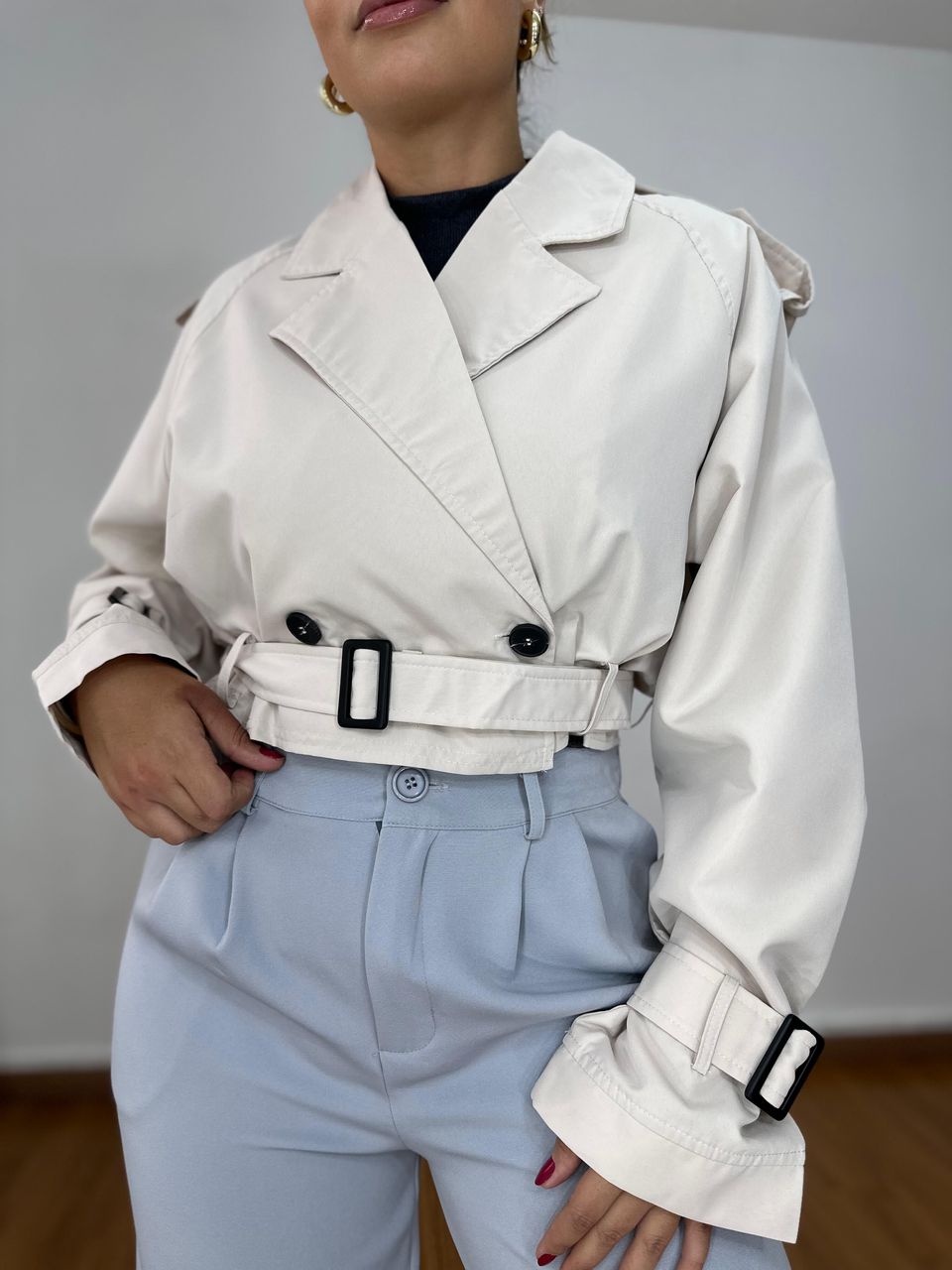 Jaqueta Cropped Lapela Nude - 1205100202JCLN1 - Loja Benditta