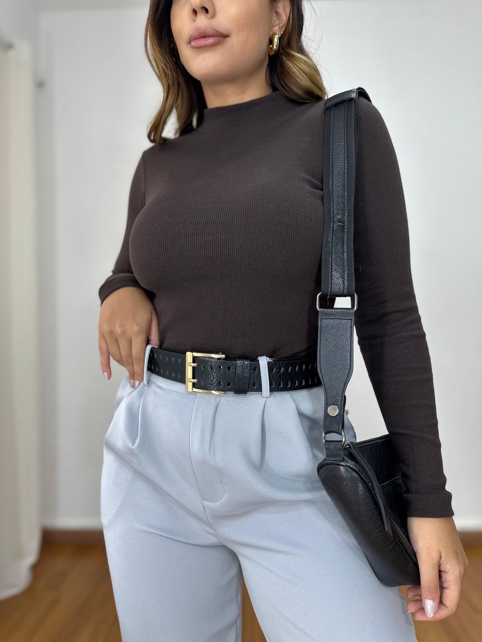 Blusa Lisa Canelada Marrom - 0504110201BLM1 - Loja Benditta