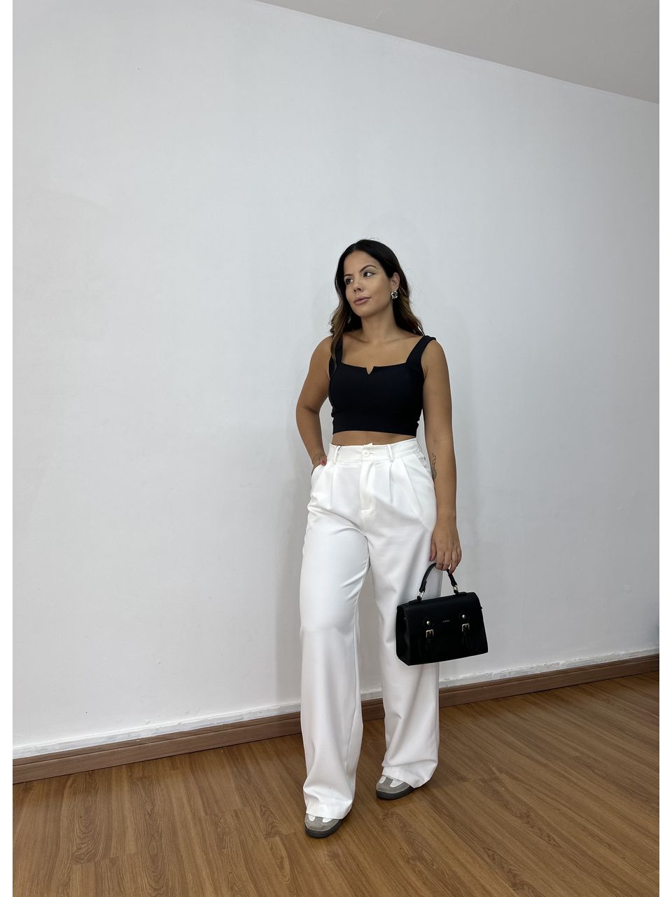Cropped Poliamida Mariana Preto - Loja Benditta
