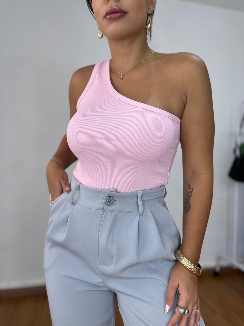 Blusa Canelada Alanis Rosa - 0511110201BCAR6 - Loja Benditta