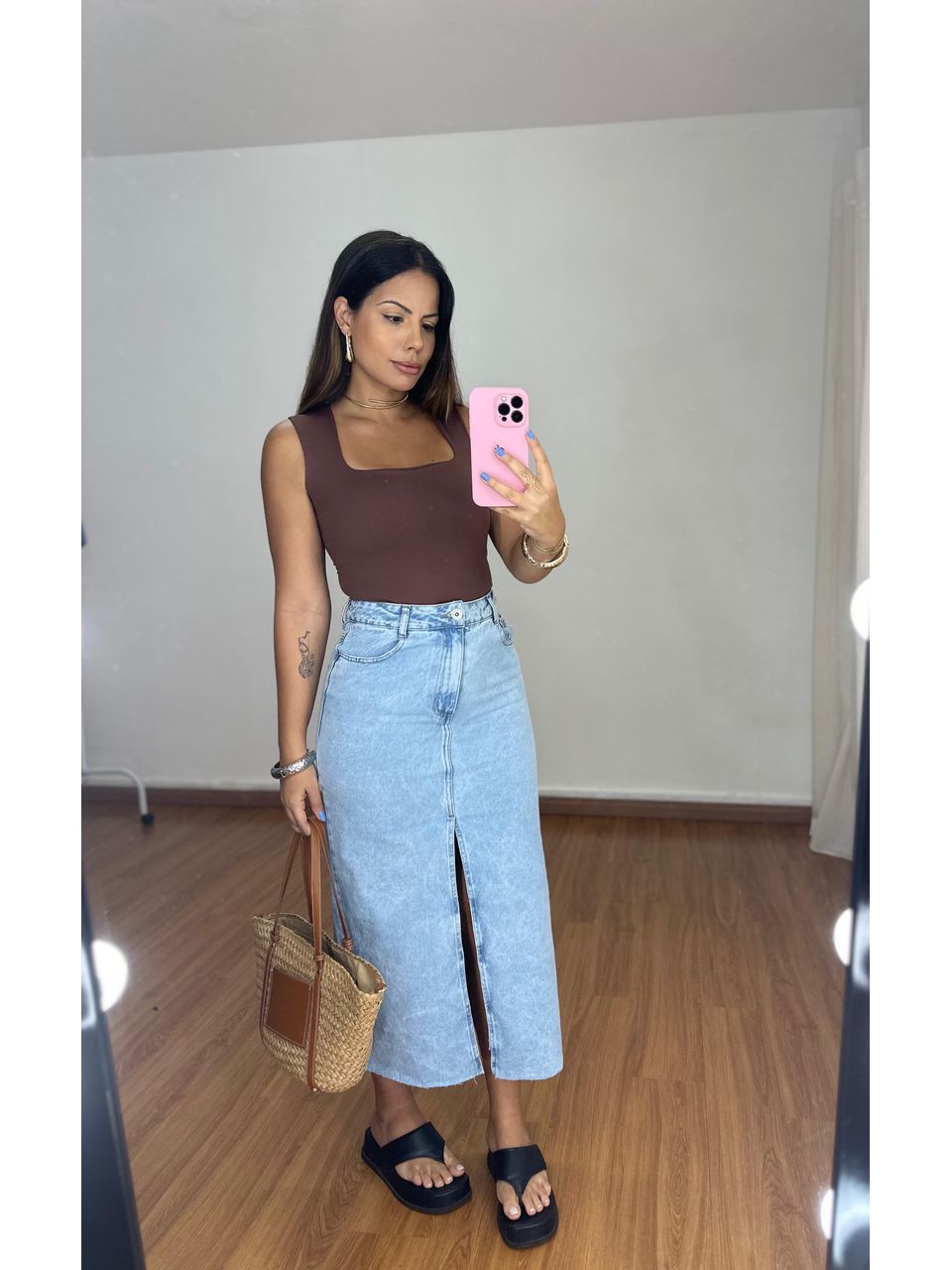 Saia Midi Jeans Clara