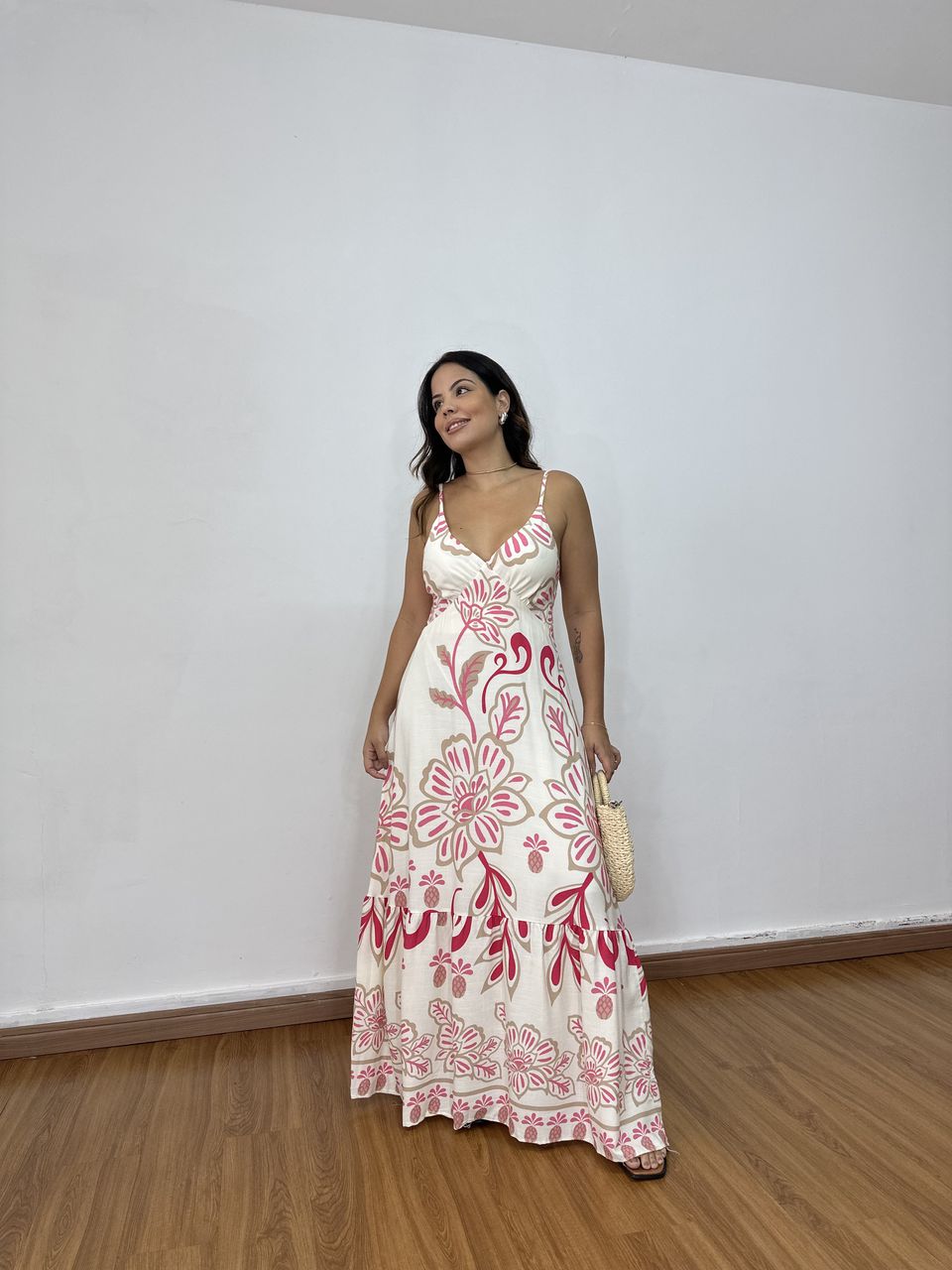 Vestido Longo Abacaxi Rosa - VLAR85987 - Loja Benditta