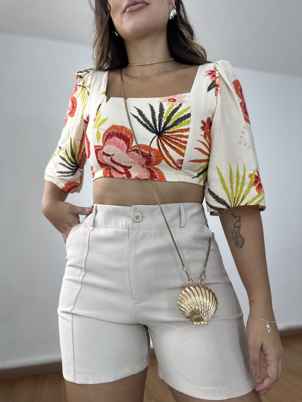 Bermuda Alfaiataria Nude - BAN85691 - Loja Benditta
