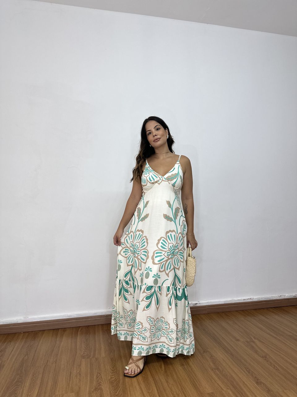 Vestido Longo Abacaxi Verde - VLAV85987 - Loja Benditta