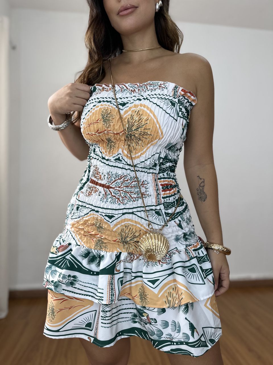 Vestido Tube Lastex Estampado - VTLE6578 - Loja Benditta