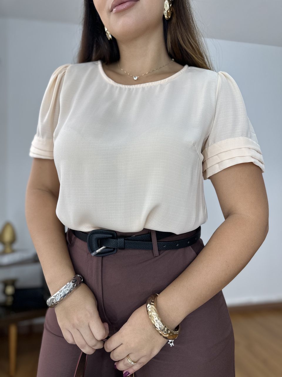 Blusa Betânia Pêssego - Loja Benditta