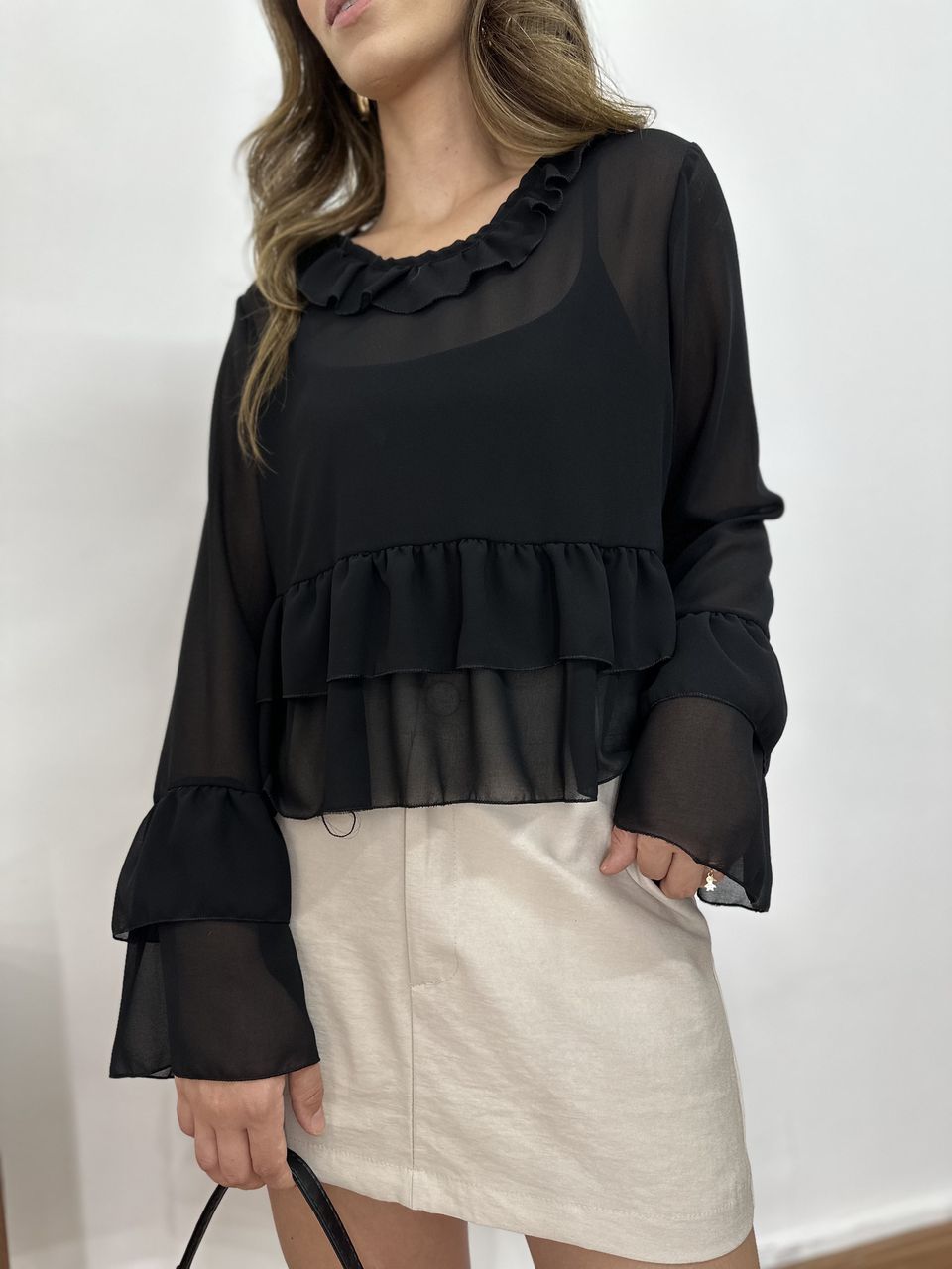 Blusa Alina Preta - 403090203089170 - Loja Benditta