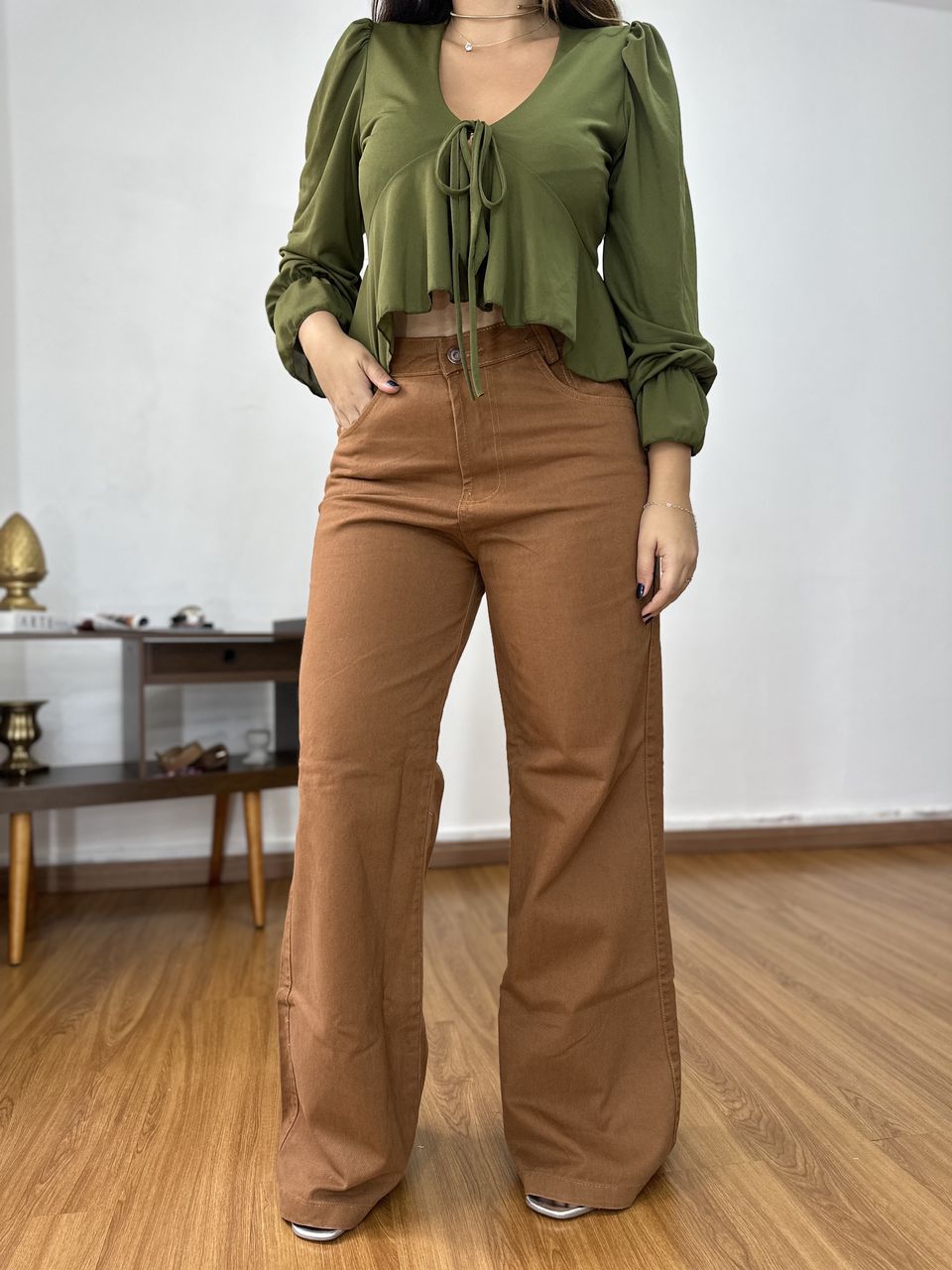 Wide Leg Sarja Latte - 403090203088790 - Loja Benditta