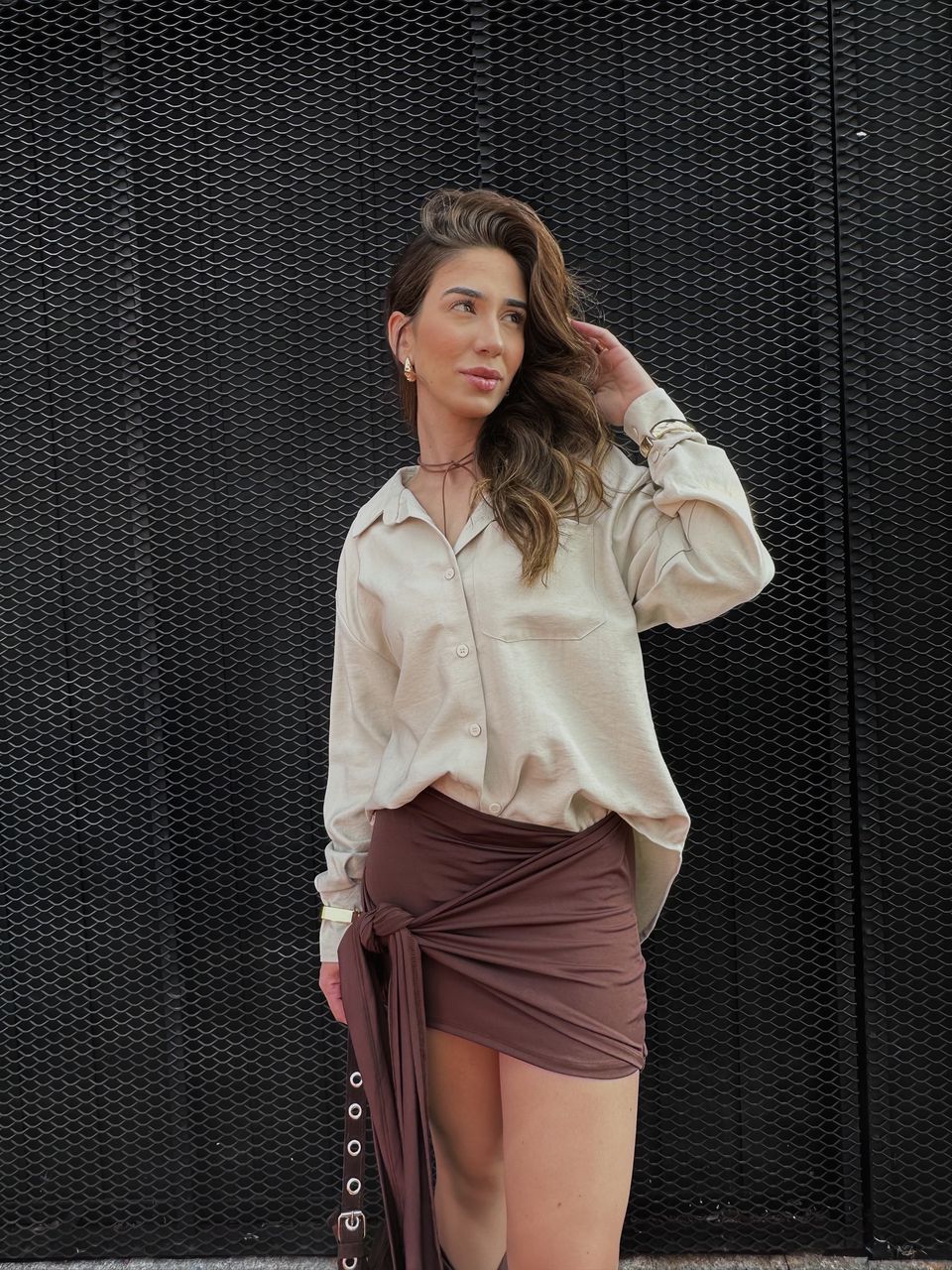 Saia Feminina Amarração Marrom - 403090203089870 - Loja Benditta