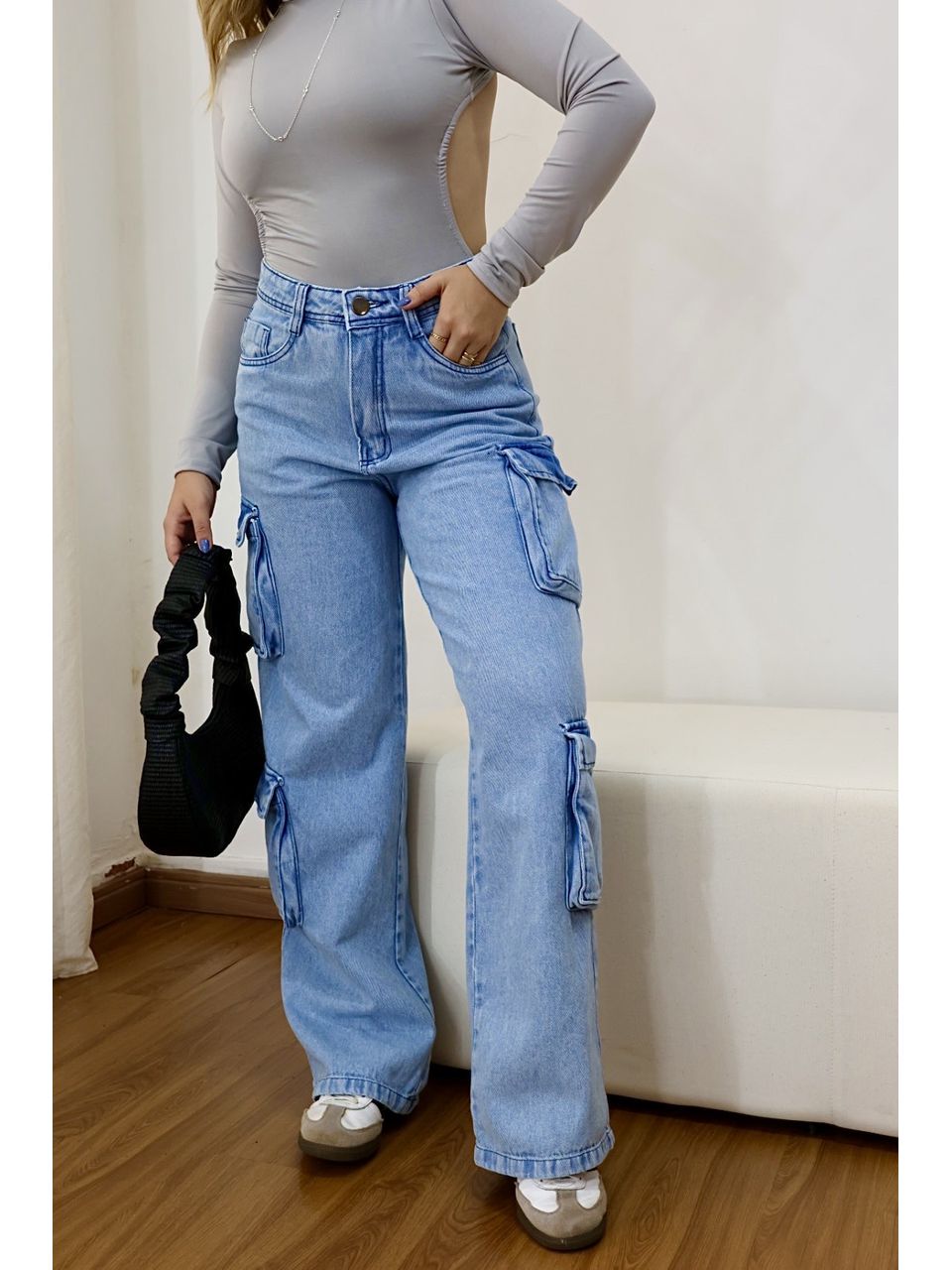 Calça Cargo Wide Leg Média Stella - 40309020309082... - Loja Benditta