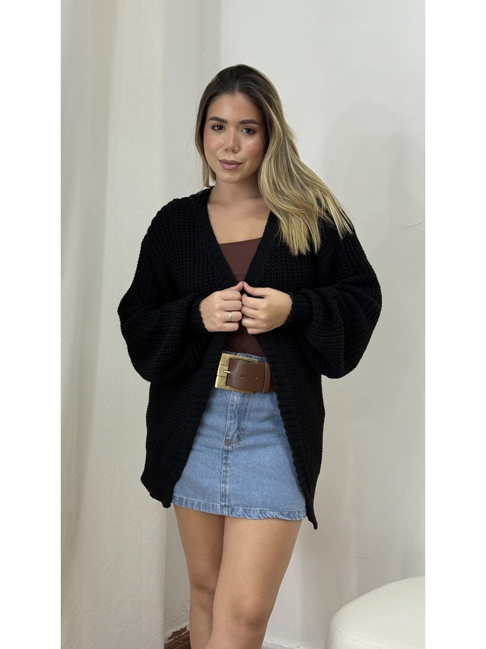 Cardigan Carla Tricot Cereja | Loja Benditta