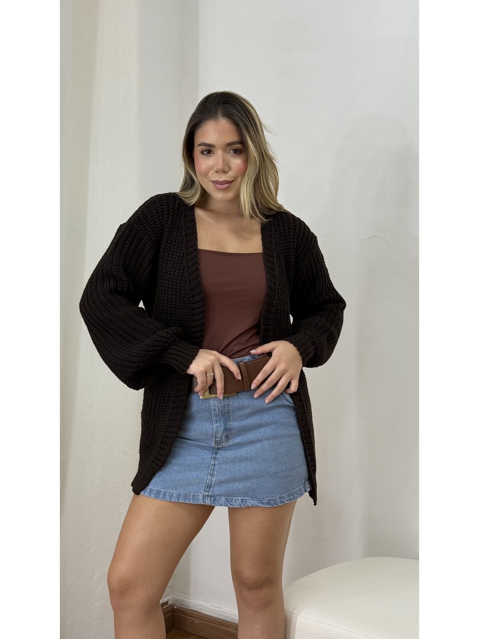 Cardigan Larissa Marrom - 1206120201CLM3 - Loja Benditta
