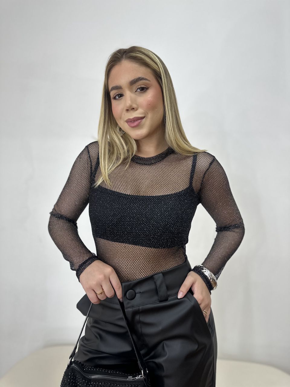 Body Arrastão Lurex - Loja Benditta