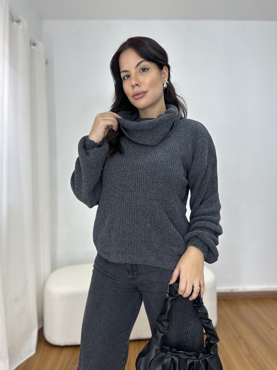 Blusa Tricot Mousse Over Chumbo - Loja Benditta
