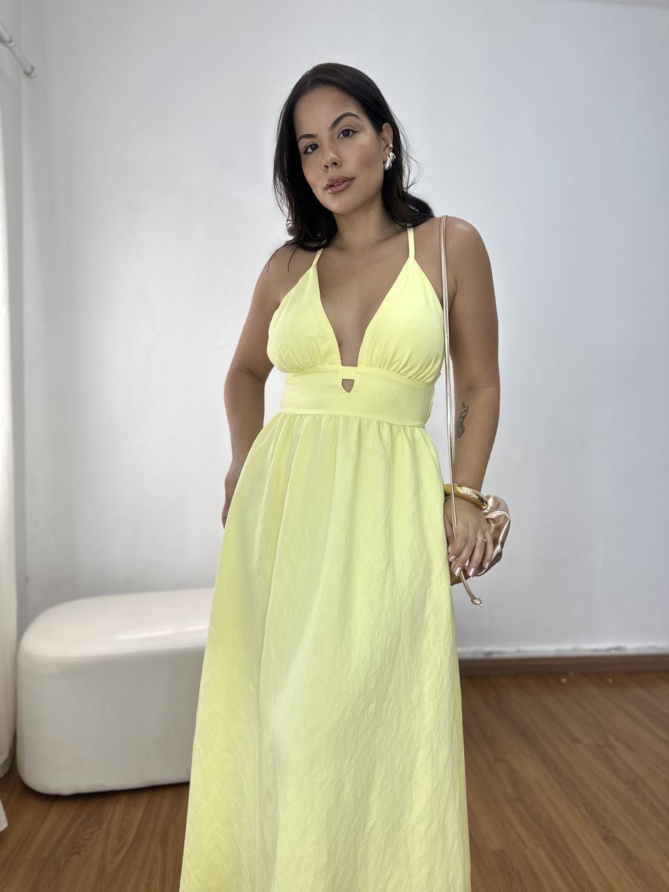 Vestido Noemi Amarelo Manteiga - Loja Benditta