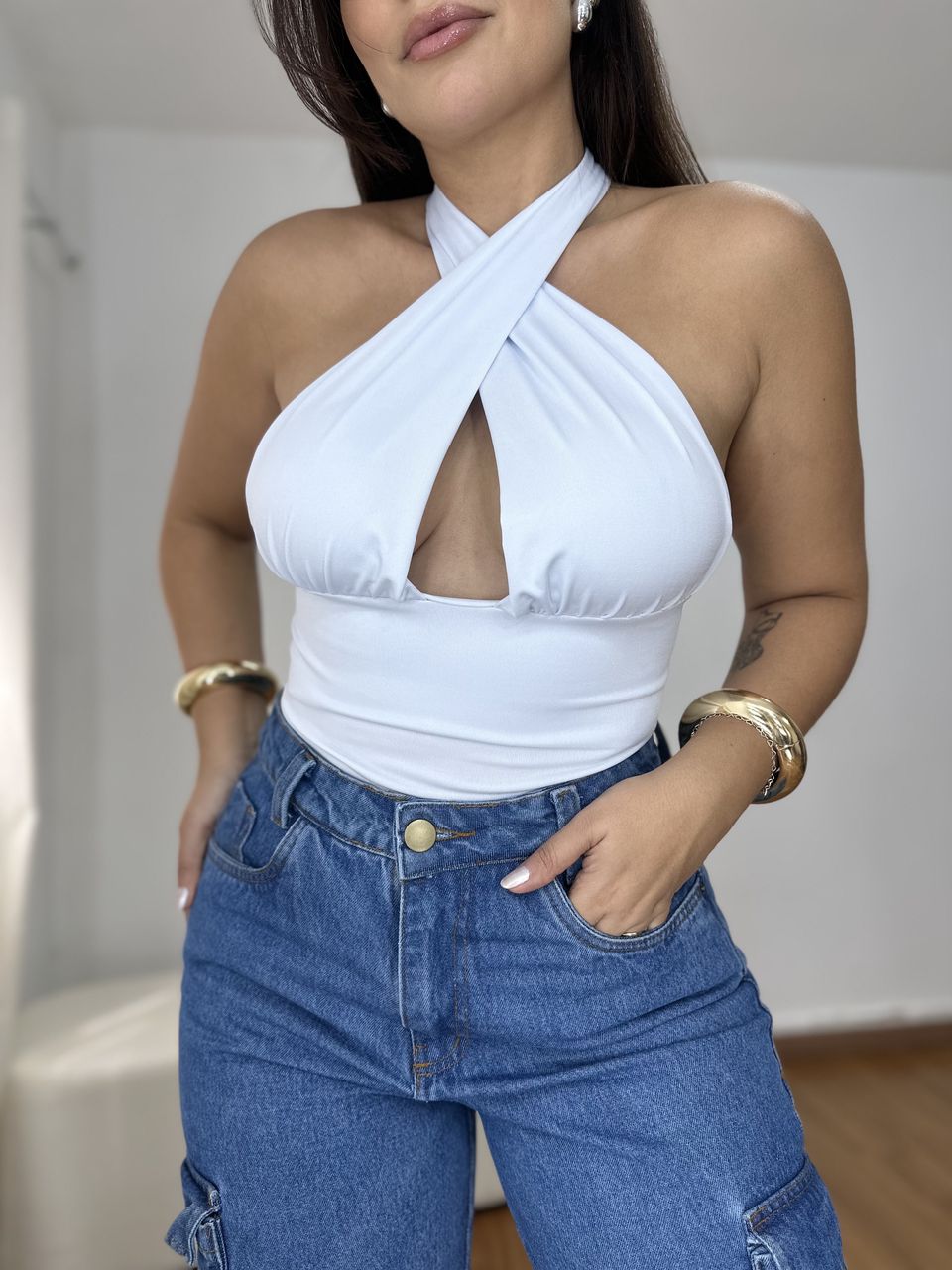 Cropped Feminino Multiformas Branco - Loja Benditta