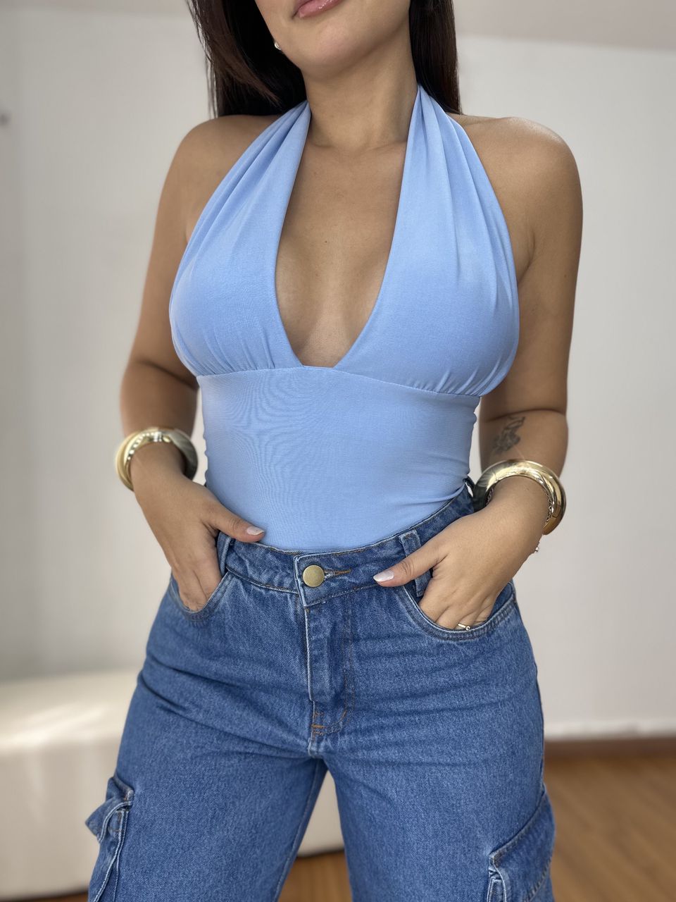 Cropped Feminino Multiformas Azul - Loja Benditta