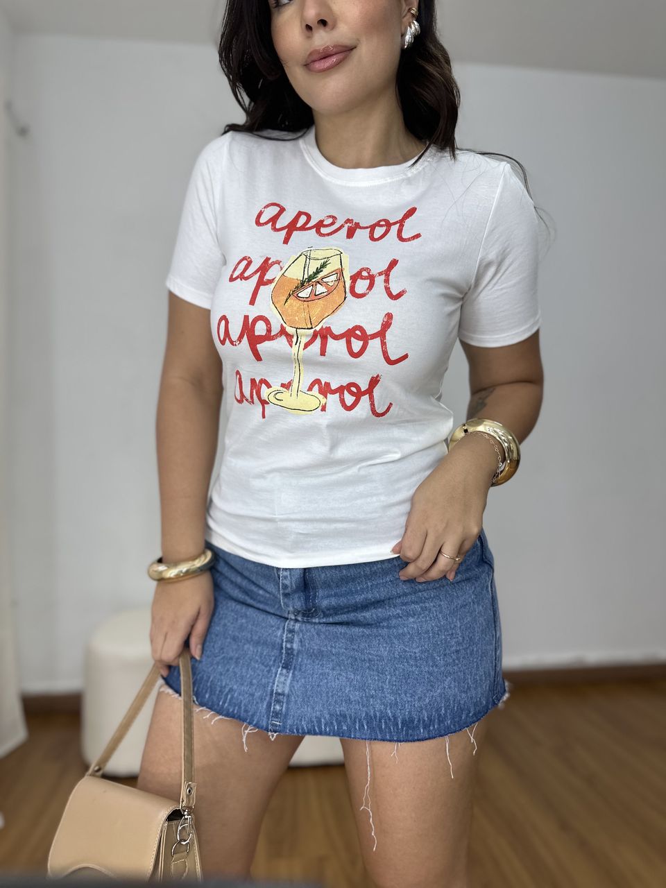 T-shirt Feminina Aperol Off - Loja Benditta