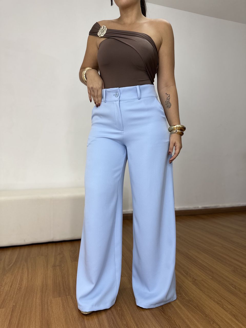 Calça Pantalona Alfaiataria Clássica Azul - Loja Benditta
