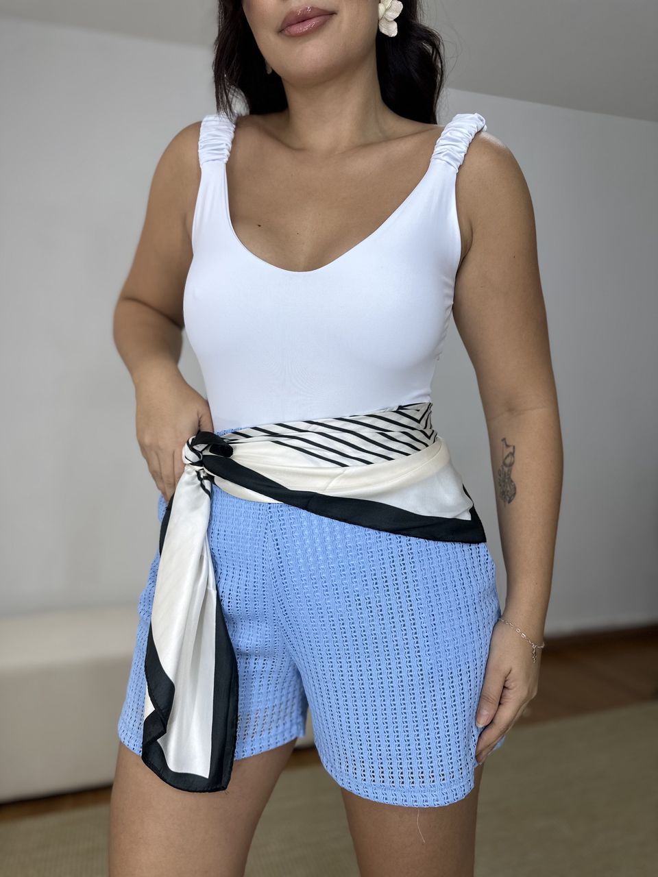 Body Alça Franzida Branco - Loja Benditta