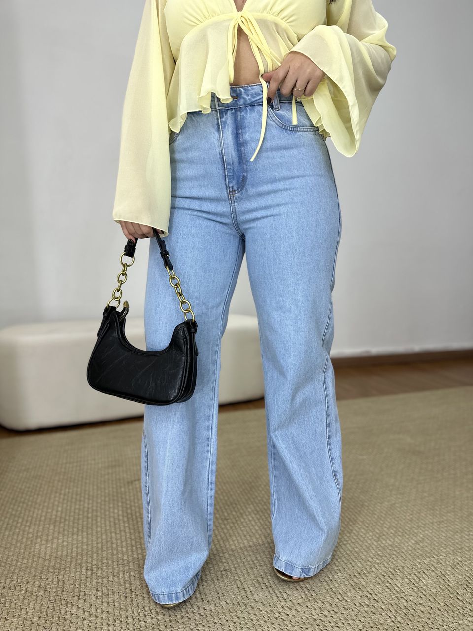 Calça Jeans Feminina Wide Leg Clara Lisa - Loja Benditta