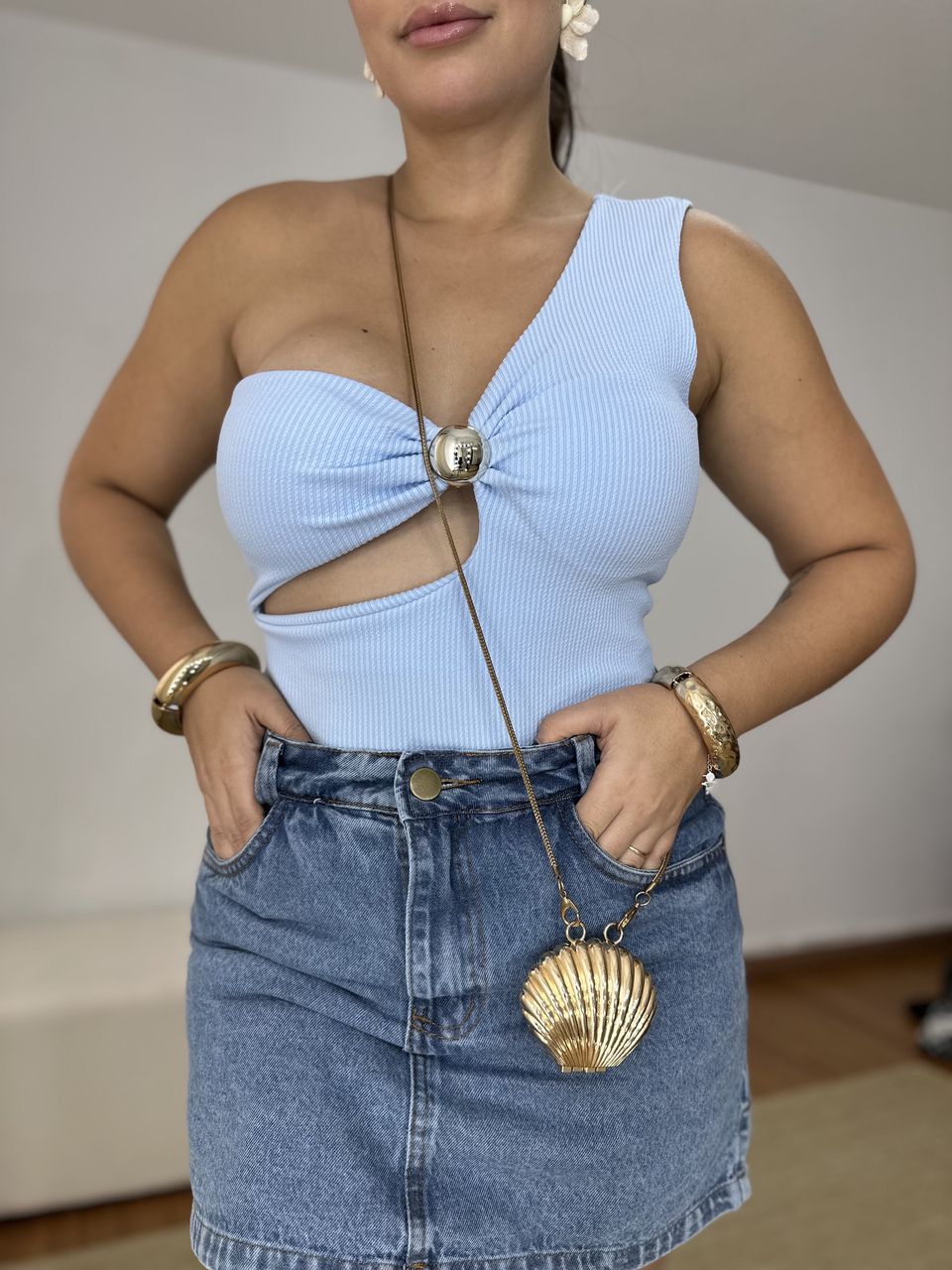 Body Recorte Ana Azul - Loja Benditta