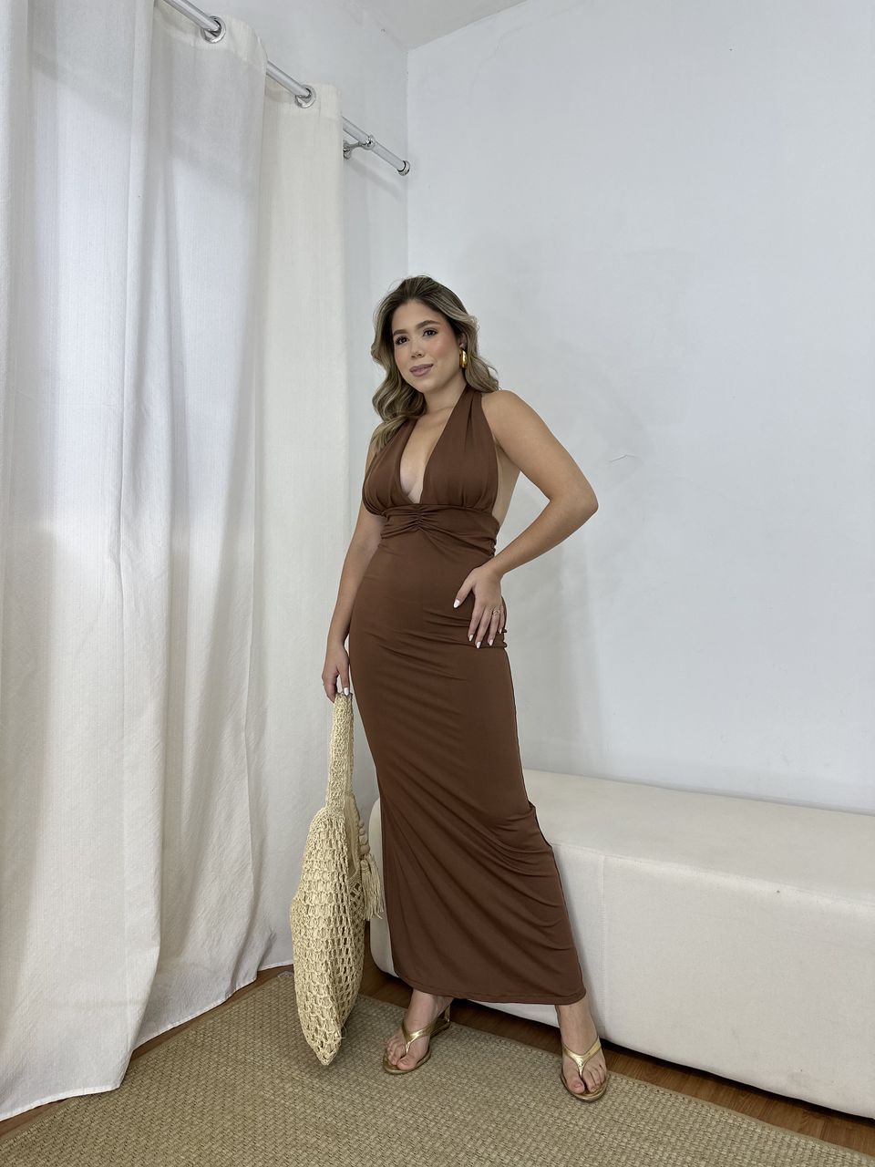 Vestido Frente Única Fluit Marrom - Loja Benditta