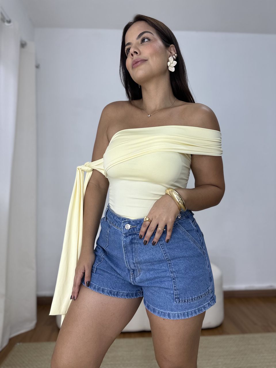 Short Jeans Mom Carpenter Médio - Loja Benditta