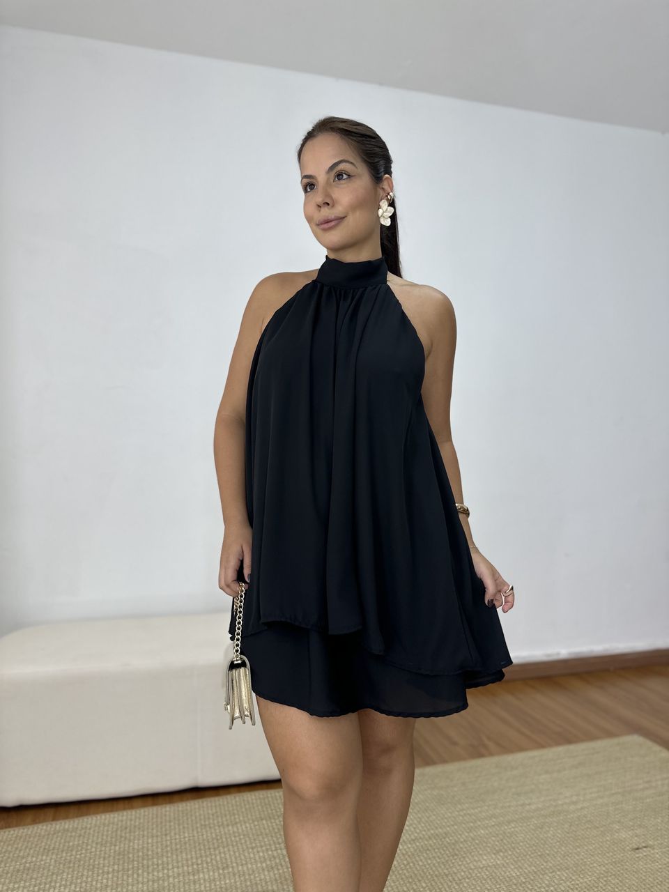 Vestido Clara Musseline Preto - Loja Benditta