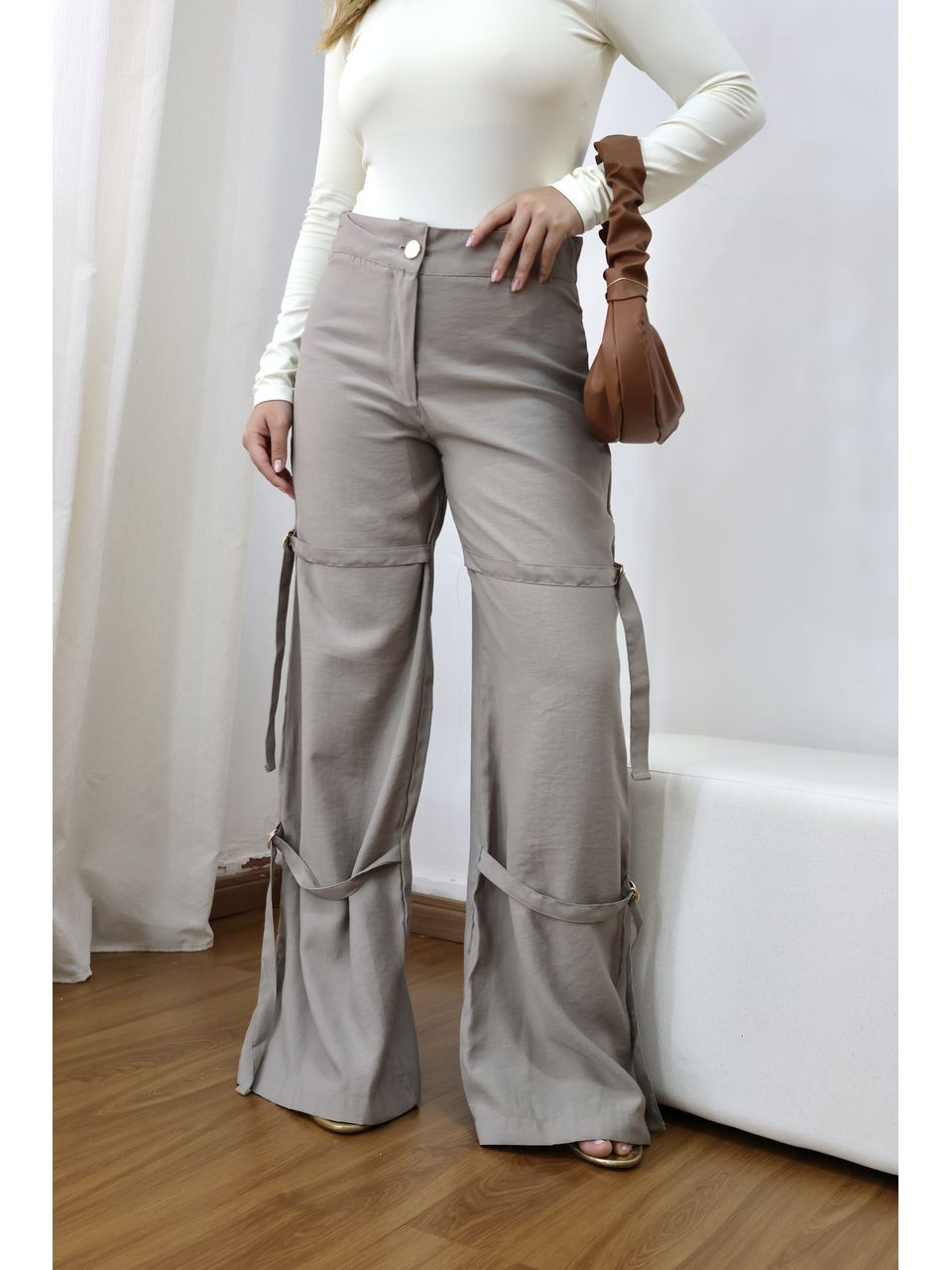 Calça Pantalona Feminina Liv Cinza - 4030902030917... - Loja Benditta